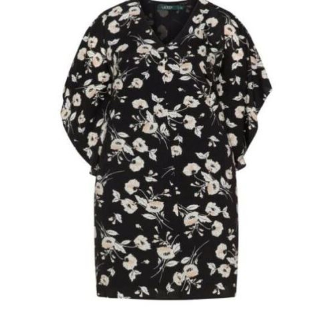 Ralph Lauren Black Floral O-Line Dress-2x